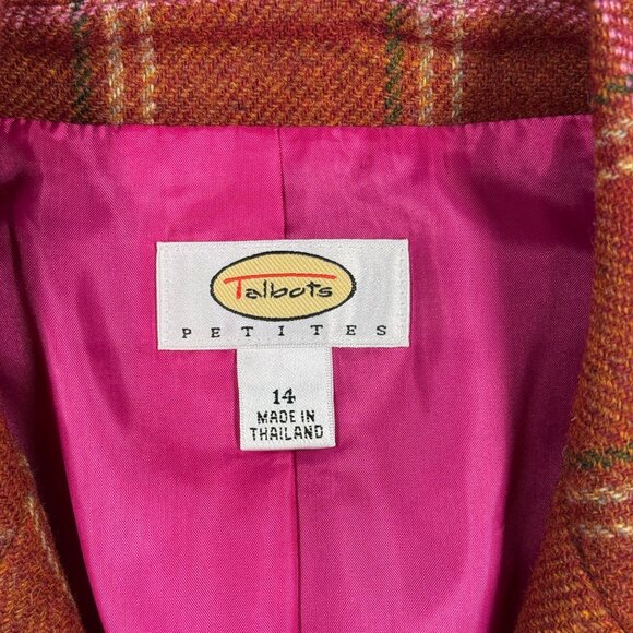 Vintage Talbots Wool Plaid Blazer Classic Grandmacore Feminine Peplum Academia - Picture 5 of 8